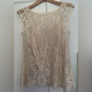 LK Bennett Cream Lace Floral Top